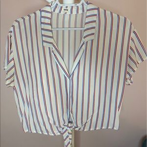 Striped button up short sleeve